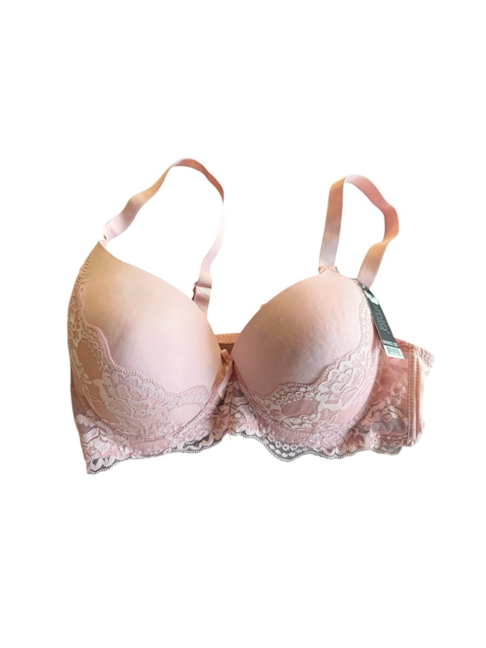 Mamia Lace-Trim Padded Bra - Pink